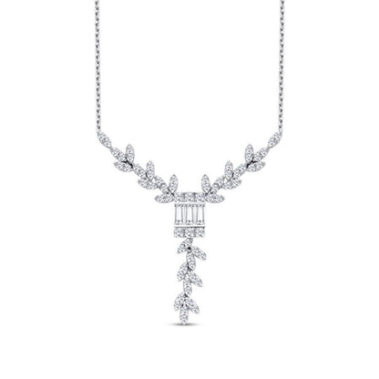 Diamond Jewelry Set -14K White Gold Necklace, Earrings, Bracelet - Bridal Wedding Jewelry, Gift for Her