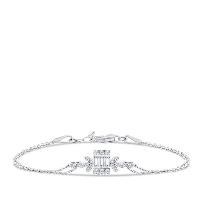 Diamond Jewelry Set -14K White Gold Necklace, Earrings, Bracelet - Bridal Wedding Jewelry, Gift for Her
